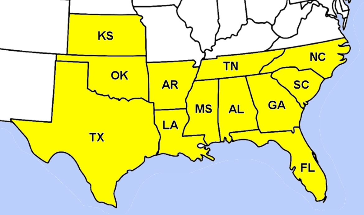 SE US States covered by Jul-Aug '23 GPAA Prospectors Magazine